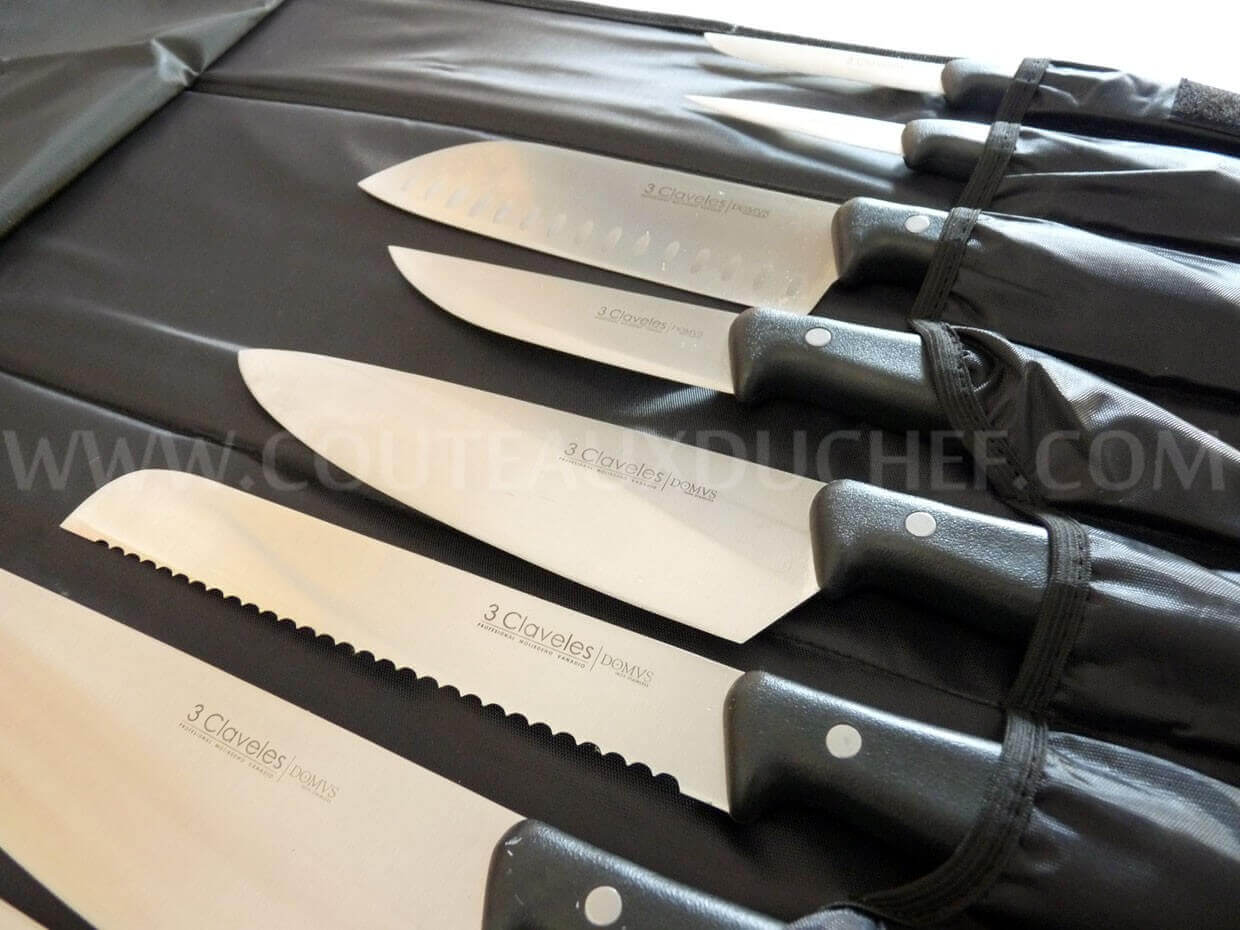 Malette de 9 couteaux DOMVS pour cuisiniers + fusil 3 Claveles