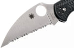 Couteau pliant Spyderco Delica 4 à dents C11FSWCBK manche en nylon/fibres de verre noir 10,8cm