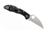 Couteau pliant Spyderco Delica 4 à dents C11FSWCBK manche en nylon/fibres de verre noir 10,8cm