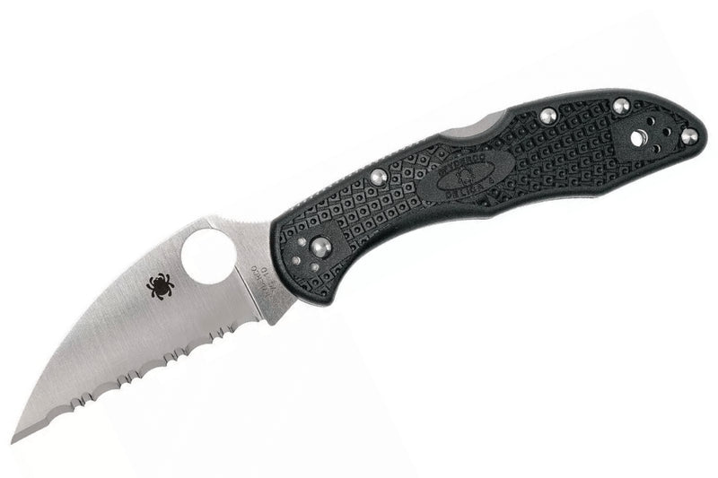 Couteau pliant Spyderco Delica 4 à dents C11FSWCBK manche en nylon/fibres de verre noir 10,8cm