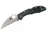 Couteau pliant Spyderco Delica 4 à dents C11FSWCBK manche en nylon/fibres de verre noir 10,8cm