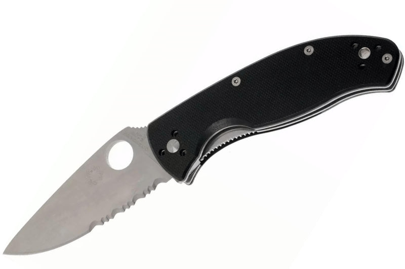 Couteau pliant Spyderco Tenacious C122GPS semi-denté manche G10 noir 11,1cm