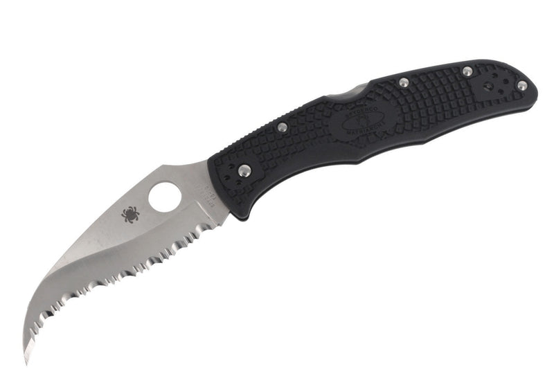 Couteau pliant Spyderco Matriarch 2 C12SBK2 denté manche en nylon/fibre de verre noir 12,6cm