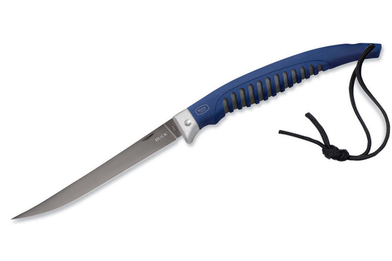 Couteau Pliant Buck SILVER CREEK n°220 bleu manche caoutchouc et fibres de verre 18,5cm