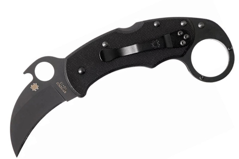Couteau pliant Spyderco Karahawk C170GBBKP manche en G10 tout noir 11,4cm