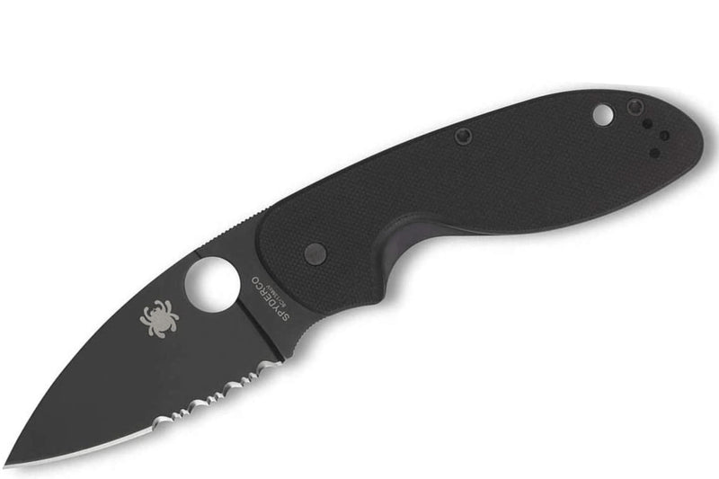Couteau pliant Spyderco Efficient C216GPSBBK manche en G10 lame semi dentée noire 10,4cm
