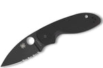 Couteau pliant Spyderco Efficient C216GPSBBK manche en G10 lame semi dentée noire 10,4cm