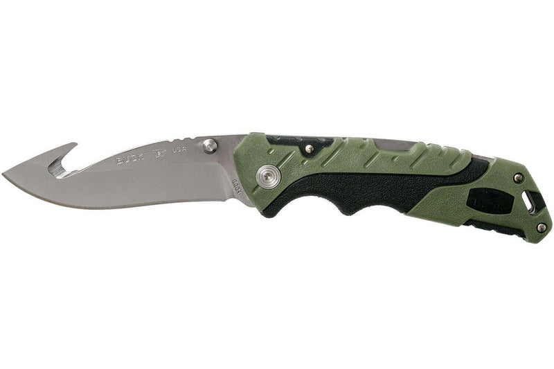 Couteau pliant BUCK PURSUIT LARGE GUTHOOK 0660GRG manche nylon/fibres de verre 12,6cm + Étui
