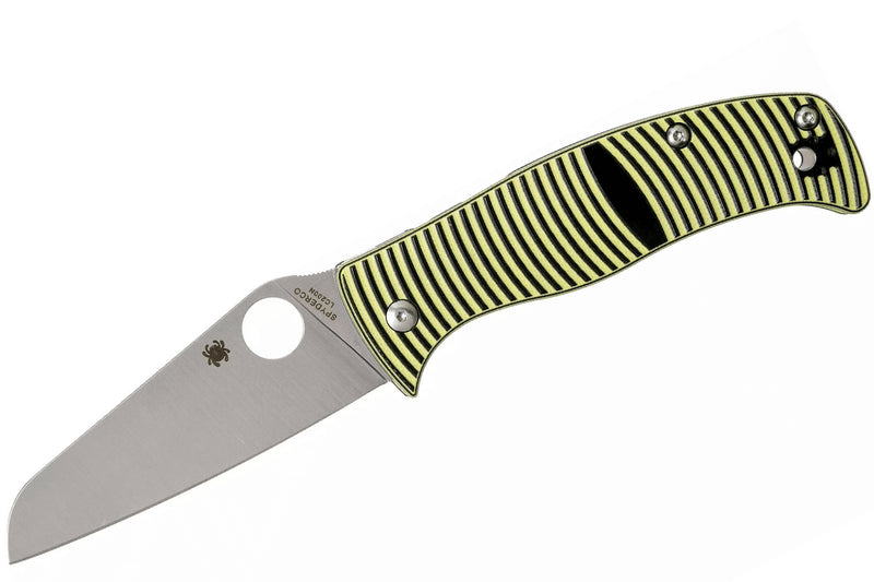 Couteau pliant Spdyerco Caribbean Sheepfoot C217GPSF manche en G10 à rayures noires et jaunes 12,3cm