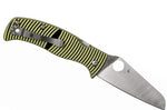 Couteau pliant Spdyerco Caribbean Sheepfoot C217GPSF manche en G10 à rayures noires et jaunes 12,3cm