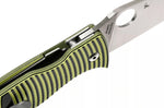Couteau pliant Spdyerco Caribbean Sheepfoot C217GPSF manche en G10 à rayures noires et jaunes 12,3cm