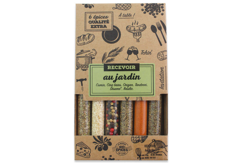 Coffret 6 tubes d'épices Le Monde en Tube Recevoir au jardin