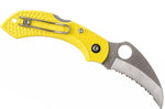Couteau pliant Spyderco Dragonfly 2 Salt Hawkbill C28SYL2HB manche en nylon/fibre de verre jaune 8,5cm
