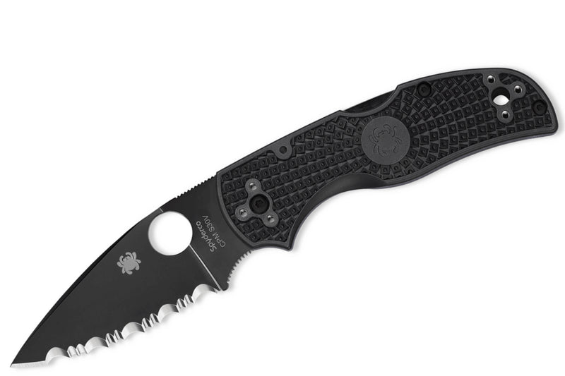 Couteau pliant Spyderco Native 5 C41SBBK5 lame dentée manche en nylon/fibre de verre noir 10,2cm