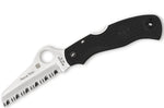 Couteau pliant Spyderco Rescue 79mm C45SBK lame dentée manche en nylon/fibre de verre noir 10,4cm