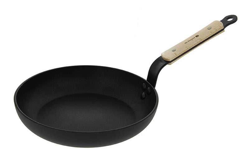 Poêle ronde antiadhésive De Buyer Choc B Bois en aluminium forgé et manche en hêtre - 28cm