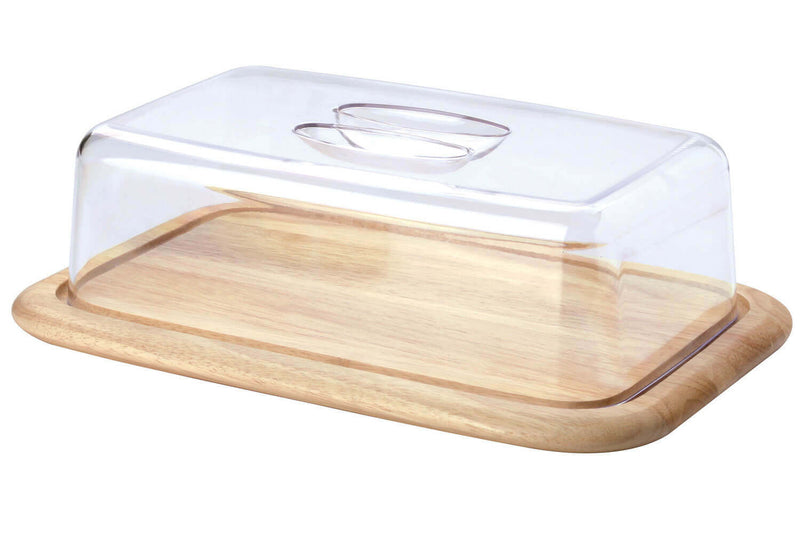 Plateau à fromage avec couvercle Continenta en bois d'hévéa 38,5x25,5x11,5cm