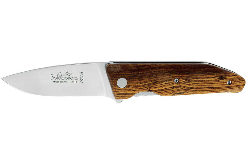 Couteau pliant artisanal Salamandra Hela manche bocote 11cm + étui