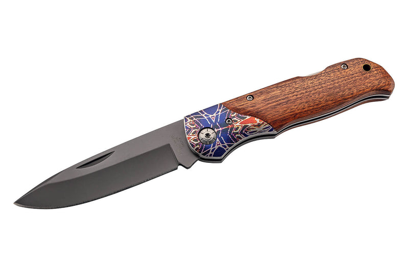 Couteau pliant Herbertz 595313 manche bois de cocobolo avec mitre à motif 12,5cm