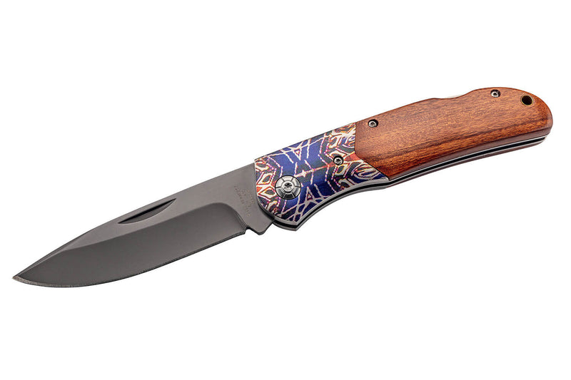 Couteau pliant Herbertz 595213 manche bois de cocobolo 12,5cm avec mitre en acier gravé