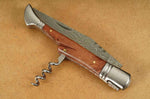 Couteau pliant Laguiole Herbertz 231712 lame damassée manche bois de cognassier 12cm + tire-bouchon