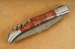 Couteau pliant Laguiole Herbertz 231712 lame damassée manche bois de cognassier 12cm + tire-bouchon