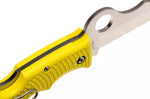 Couteau pliant Spyderco Assist C79PSYL semi-denté manche en nylon/fibre de verre jaune 12,4cm