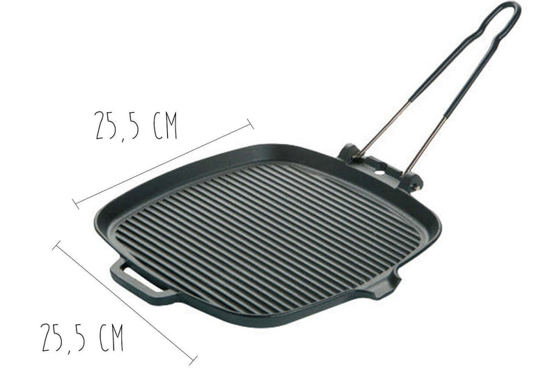 Grill viande carré en fonte - 25,5x25,5cm
