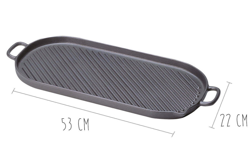 Grill viande ovale en fonte - 53x23cm