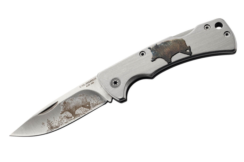 Couteau pliant Herbertz 585 manche inox imprimé animal 8,5cm - Modèle 3