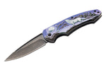 Couteau pliant Herbertz 587712 manche aluminium décoration 3D motif loup 11,5cm