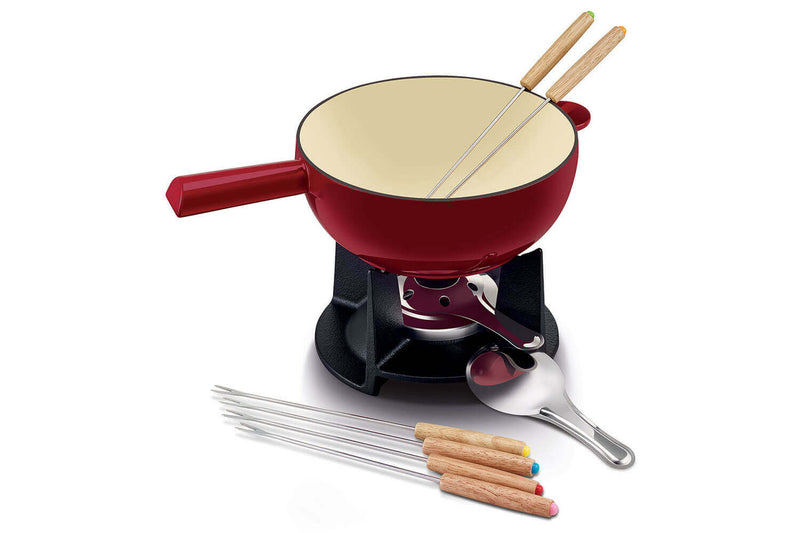 Service à fondue à fromage Beka Belledone en fonte émaillée pour 6 personnes - Coloris rouge