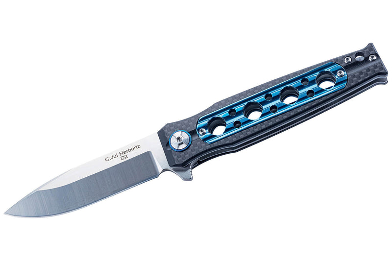 Couteau pliant Herbertz 597312 manche en fibre de carbone et aluminium percé 11,8cm