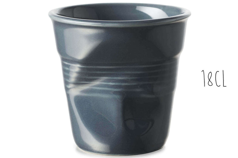 Tasse Revol Cappuccino Froissé 18cl en porcelaine Graphite
