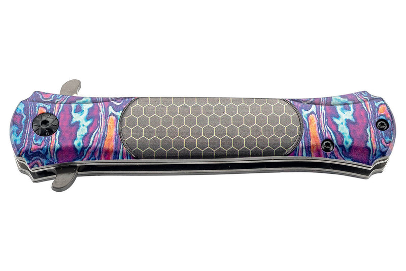 Couteau pliant Herbertz 590912 manche inox imprimé multicolore 11,5cm + étui