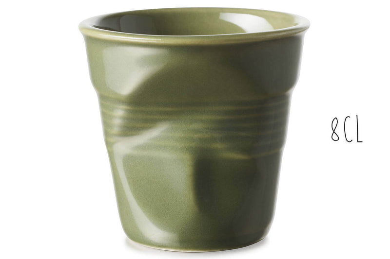 Tasse Revol Espresso Froissé 8cl en porcelaine Vert Garrigue