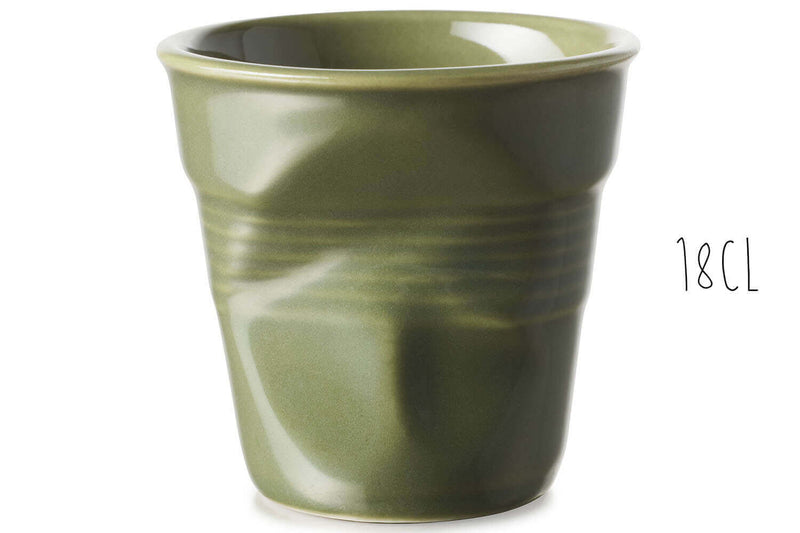 Tasse Revol Cappuccino Froissé 18cl en porcelaine Vert Garrigue