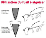Fusil de boucher FISCHER mèche ovale 35cm grain fin manche rouge et gris