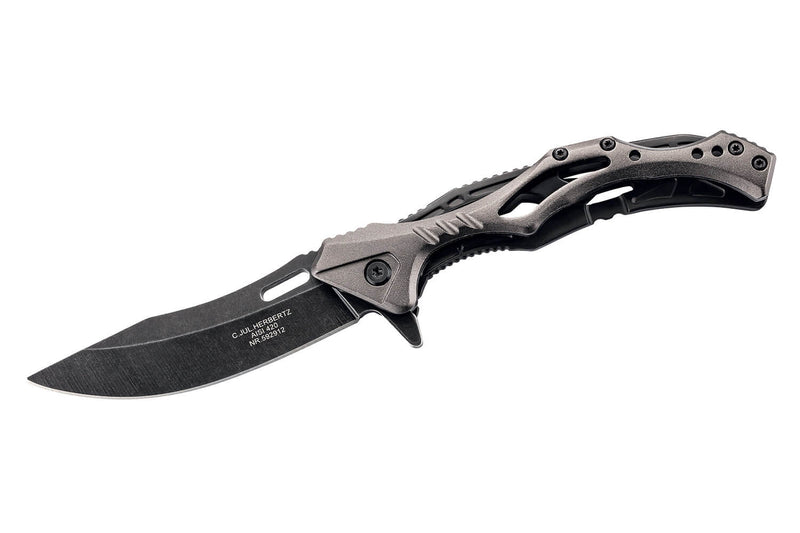 Couteau pliant Herbertz 592912 squelette blackwashed manche inox / alu 12cm