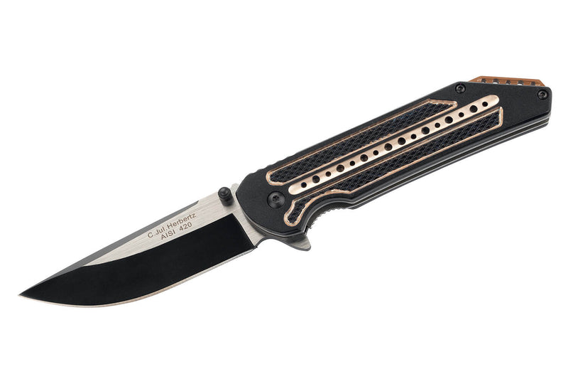 Couteau pliant Herbertz 533813 manche cranté aluminium noir / bronze 12,5cm