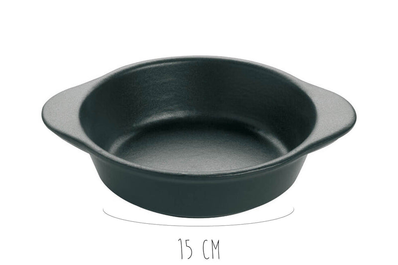 Plat rond creux en fonte émaillée noire - 15cm