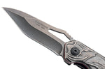 Couteau pliant Herbertz 591912 tout acier inox stonewashed décor tête de mort 11,8cm