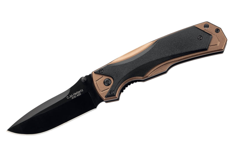 Couteau pliant Herbertz 533512 lame noire et manche ergonomique bi-matière 12cm