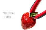 Équeuteur de fraises OXO rouge à pince en inox