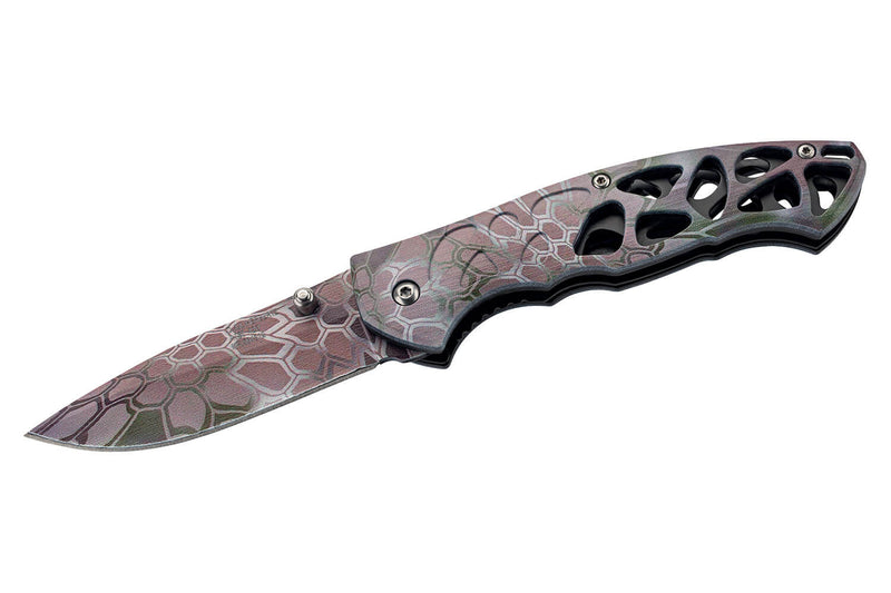 Couteau pliant Herbertz 594512 look reptilien manche mi-squelette en polymère 11,5cm