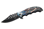 Couteau pliant Herbertz 594812 lame ajourée et manche ergonomique alu motif faucheuse 12cm