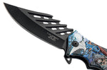 Couteau pliant Herbertz 594812 lame ajourée et manche ergonomique alu motif faucheuse 12cm