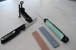 Kit 3 pierres à aiguiser diamantées DMT Aligner Prokit avec support + fusil pour lame dentée + guide d'affûtage