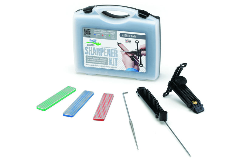 Kit 3 pierres à aiguiser diamantées DMT Aligner Prokit avec support + fusil pour lame dentée + guide d'affûtage