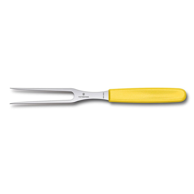 Fourchette à découper manche jaune lame inox 15cm Victorinox